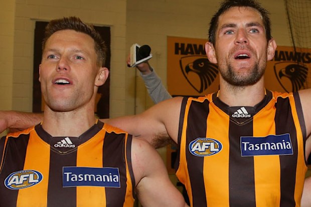 Sam Mitchell and Luke Hodge. (Getty)