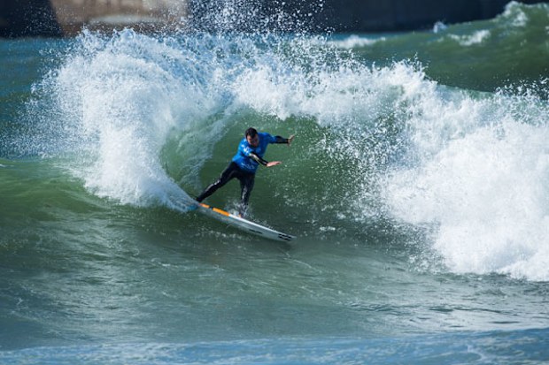 Joel Parkinson carves a wave at Peniche, Portugal, during the Rip Curl Pro. (Getty)