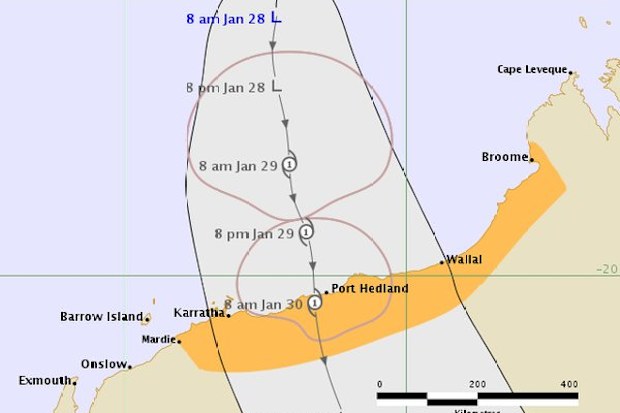 Possible path of the cyclone. (BoM)