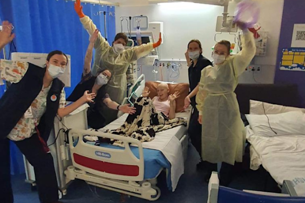 Bridgette with her team in hospital.