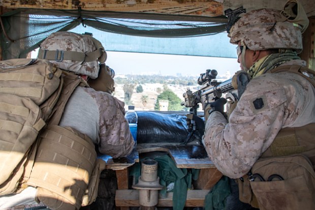 US Marines on watch in Baghdad, Iraq.