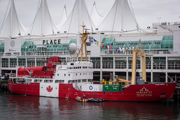The Polar Prince ship, which carried the Titan on this expedition, is seen moored in Vancouver, British Columbia.