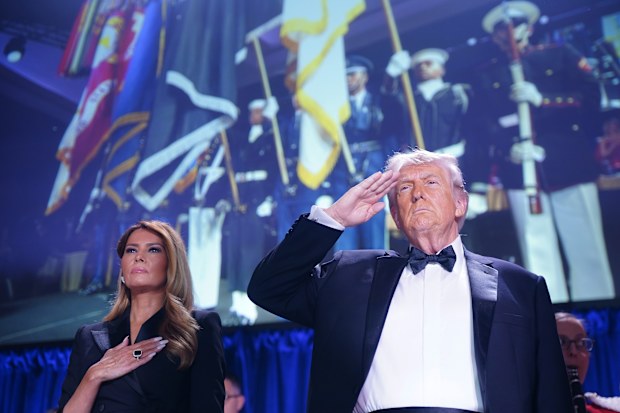 First Lady Melania Trump and President Donald Trump at the White House Correspondents Association Dinner on April 25, 2026 in Washington, DC. 