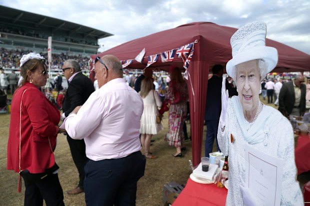 A cardboard cut-out of Queen Elizabeth II on Ladies Day during the Cazoo Derby Festival 2022 at Epsom Racecourse, Surrey. Picture date: Friday June 3, 2022 