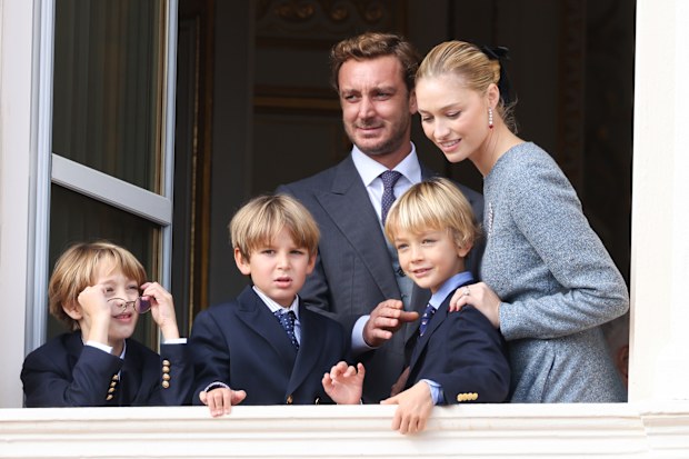 Francesco Carlo Albert Casiraghi, Pierre Casiraghi, Maximilian Casiraghi, Stefano Ercole Carlo Casiraghi, Beatrice Borromeo attend the Monaco National Day 2025 on November 19, 2025 in Monaco, Monaco. (Photo by Stephane Cardinale - Corbis/Corbis via Getty Images)