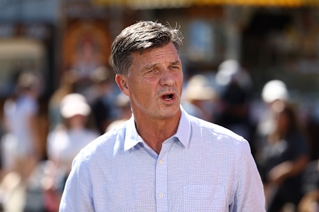 Opposition Leader Angus Taylor during a visit to the Royal Easter Show in Olympic Park, Sydney on April 7, 2026. fedpol Photo: Dominic Lorrimer