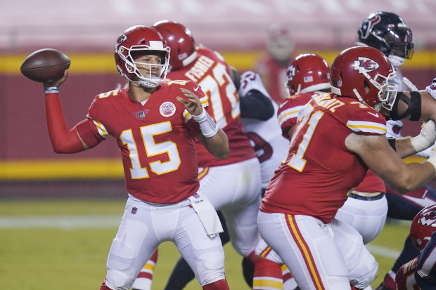 Kansas City Chiefs quarterback Patrick Mahomes passes against the Houston Texans.