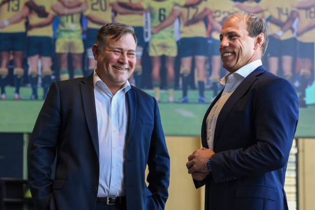 Director of high-performance Peter Horne (left) and Rugby Australia CEO Phil Waugh.