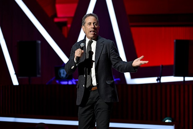 NEW YORK, NEW YORK - NOVEMBER 11: Jerry Seinfeld performs during the 18th Annual Stand Up For Heroes Benefit Presented By Bob Woodruff Foundation And New York Comedy Festival at David Geffen Hall on November 11, 2024 in New York City. (Photo by Valerie Terranova/Getty Images for Bob Woodruff Foundation)