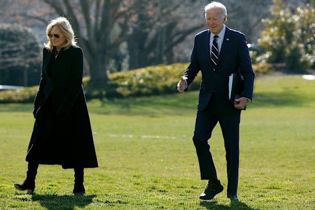 US President Joe Biden and first lady Jill Biden on the South Lawn 