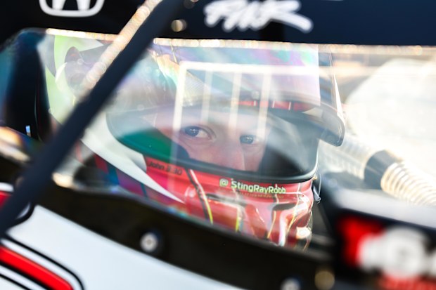 Sting Ray Robb onboard his IndyCar.