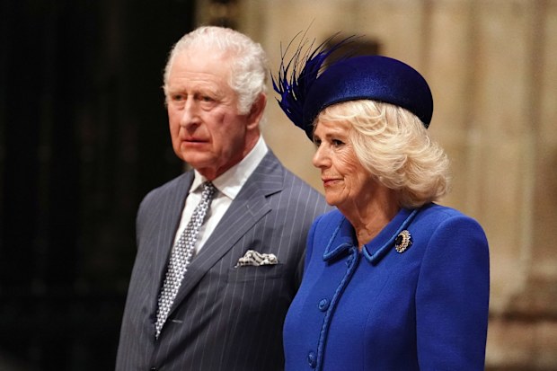King Charles III and Camilla, Queen Consort attend the annual Commonwealth Day Service at Westminster Abbey on March 13, 2023 in London 