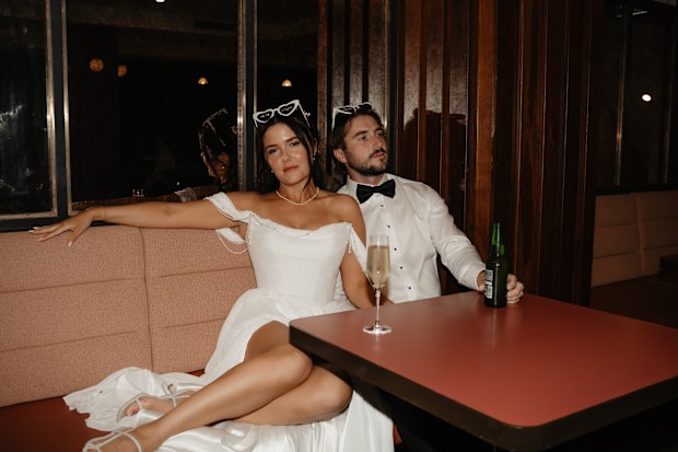 Reporter Maddison Skipper with her husband at their May 2026 wedding.