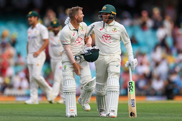 David Warner and Usman Khawaja in 2024.