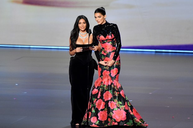 LOS ANGELES, CALIFORNIA - SEPTEMBER 22: (L-R) Kim Kardashian West and Kendall Jenner speak onstage during the 71st Emmy Awards at Microsoft Theater on September 22, 2019 in Los Angeles, California. (Photo by Amy Sussman/WireImage)