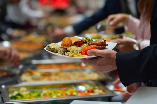 People eating at a buffet
