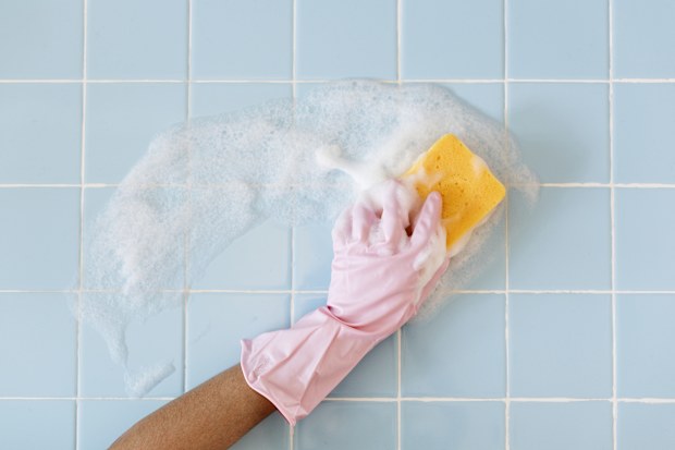 Cleaning the bathroom