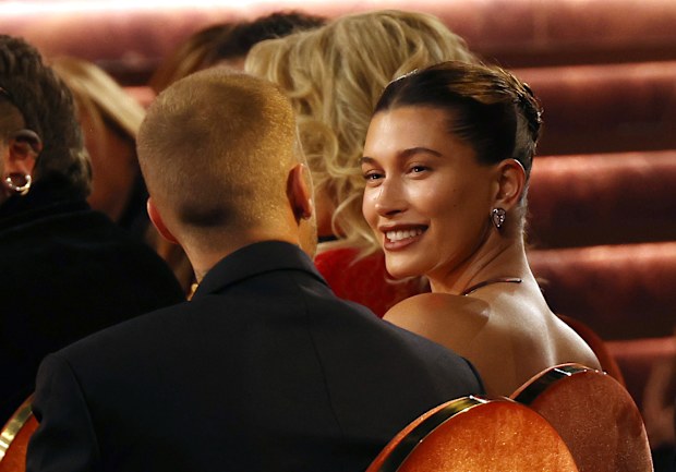  Justin Bieber and Hailey Bieber attend the 68th GRAMMY Awards
