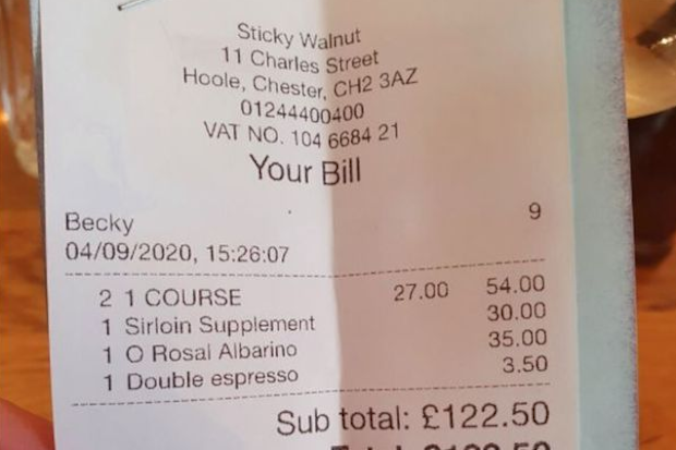 Restaurant receipt (Tripadvisor)