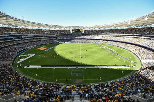 Optus Stadium hosted a Bledisloe Cup clash between Australia and New Zealand in 2021.