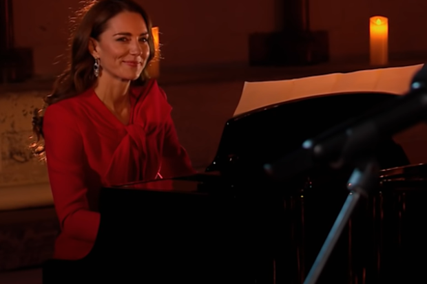 Kate Middleton playing piano at carols concert