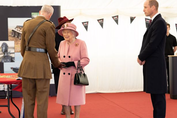 Queen Elizabeth and Prince William view a demonstration of a Forensic Explosives Investigation this week.