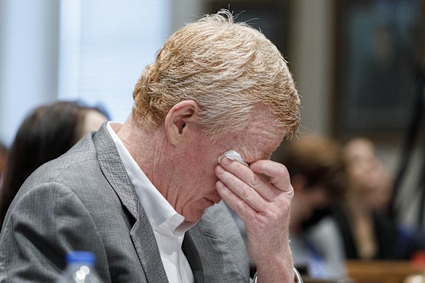 Alex Murdaugh listens to testimony during his murder trial at the Colleton County Courthouse in Walterboro, S.C., on Wednesday, Feb. 22, 2023.  