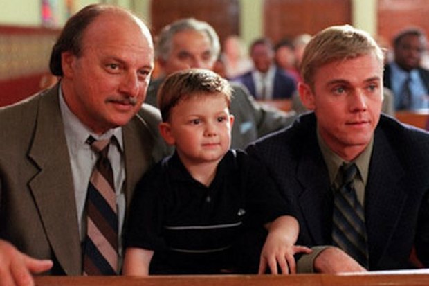 From left to right: Dennis Franz, Austin Majors and Ricky Schroder on NYPD Blue.