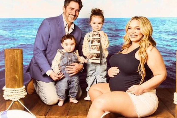 Paytas, 37, revealed on a live episode of her "Just Trish" podcast on Wednesday (AEST) that she had given birth to her third child, named Aquaman. 