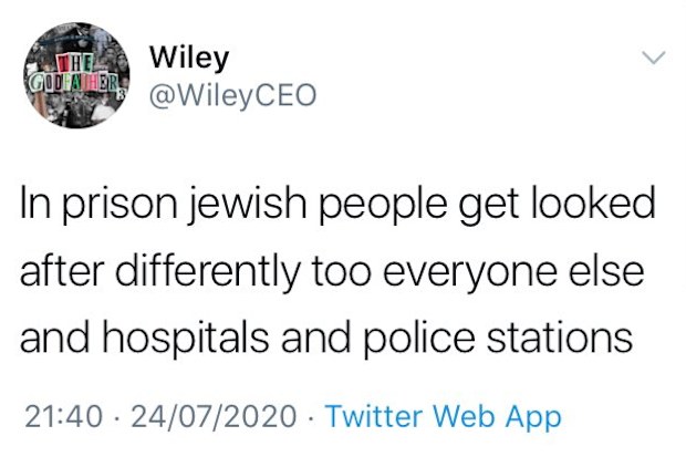 Rapper, Wiley, Twitter, anti-Semitic tweets