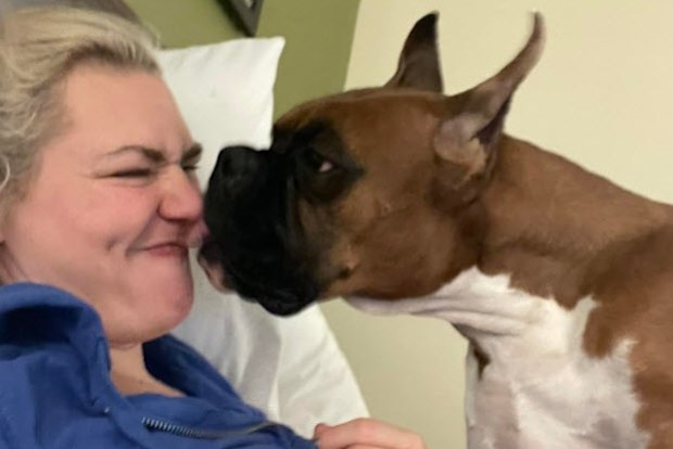 Stolen dog smooch
