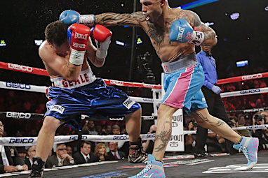 Before landing the final blows - a flurry of vicious punches.