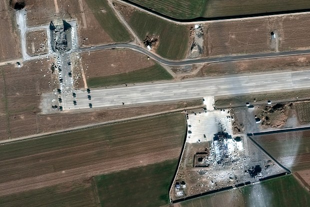 This satellite image provided by Vantor shows after airstrikes destroyed buildings and equipment at a drone base at Choqa Balk-e facility, west of Kermanshah, Iran, Monday, March 2, 2026.