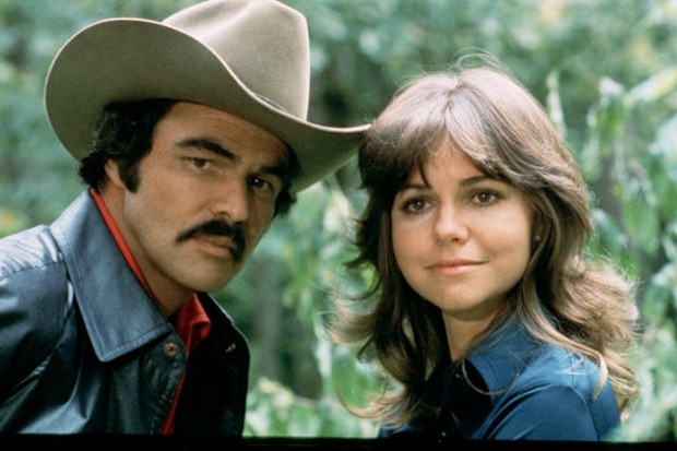 Burt Reynolds and Sally Field on the set of Smokey and the Bandit.