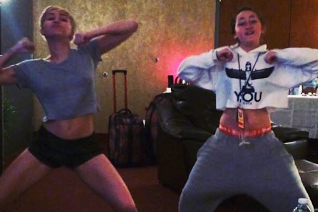 Miley Cyrus twerks with 14-year-old sister Noah... mini-Miley in the making?