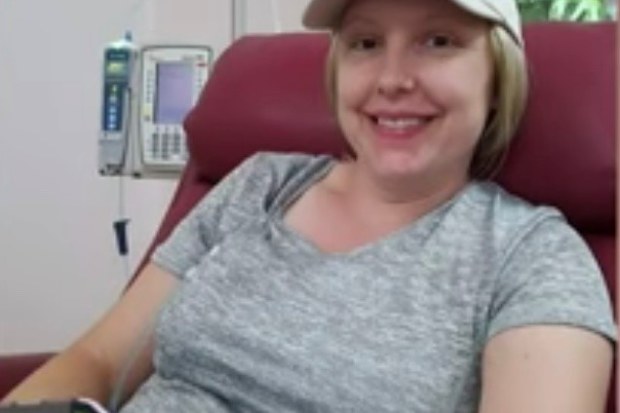 Jess during her first chemo treatment.