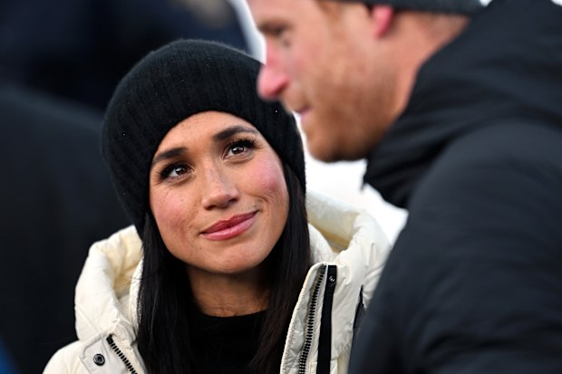 Meghan, Duchess of Sussex and Prince Harry, Duke of Sussex attend the Skeleton Finals during day two of the 2025 Invictus Games on February 10, 2025 in Whistler, British Columbia. 
