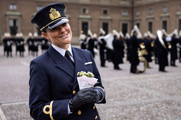STOCKHOLM, SWEDEN - MARCH 12: Crown Princess Victoria of Sweden attends The Crown Princess' Name Day celebrations at The Royal Palace on March 12, 2025 in Stockholm, Sweden. (Photo by Michael Campanella/Getty Images)