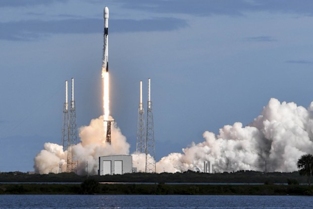 A SpaceX Falcon 9 rocket lifts off from Cape Canaveral Air Force Station carrying 60 Starlink satellites. The Starlink constellation will eventually consist of thousands of satellites designed to provide world wide high-speed internet service.