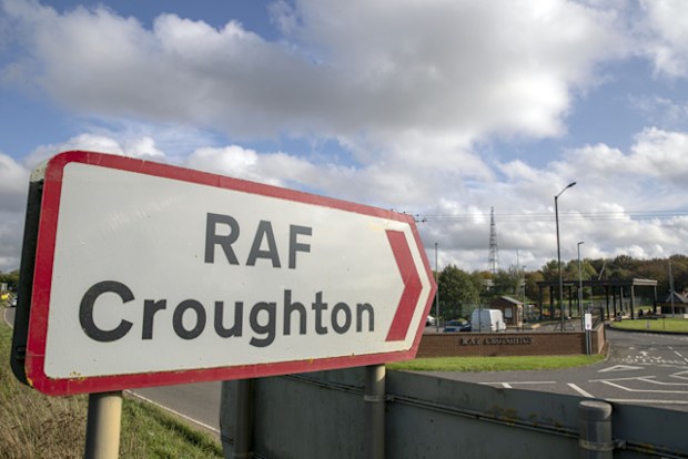The entrance to RAF Croughton, in Northamptonshire, near where Harry Dunn, 19, died when his motorbike was involved in a head-on collision in August. Anne Sacoolas, the motorist allegedly responsible for the crash, was given diplomatic immunity and allowed to flee to the US. 