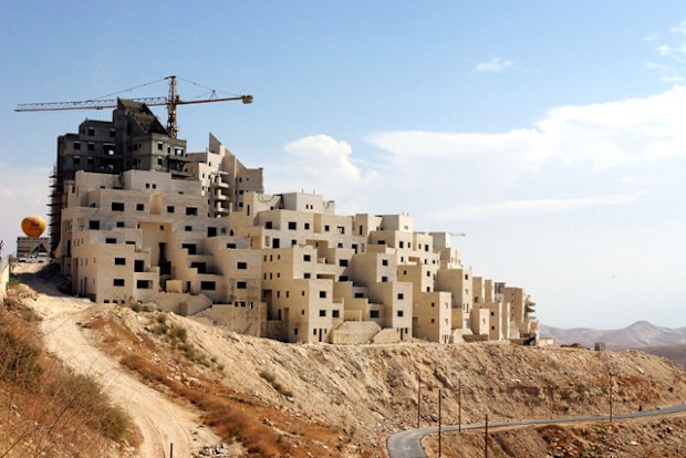 New houses are seen under construction in October 2003 in the Jewish settlement of Ma'ale Adumim, West Bank