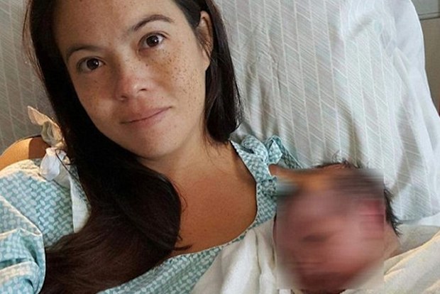 Alexa with the newborn baby boy.