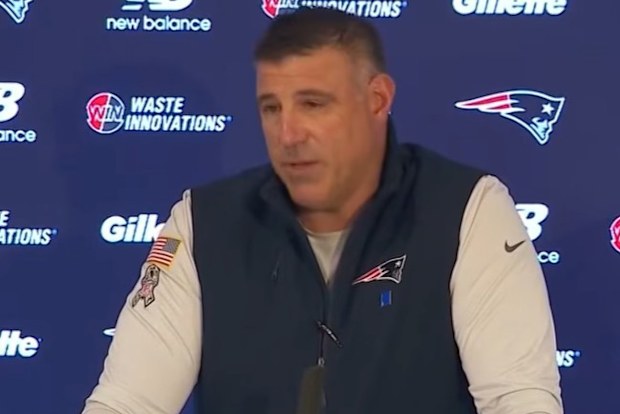 New York Patriots coach Mike Vrabel fronts a press conference April 2026 to talk about the photo scandal,
