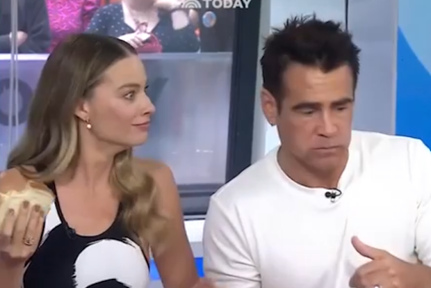 Margo Robbie and Colin Farrell in shock after he swears on live TV