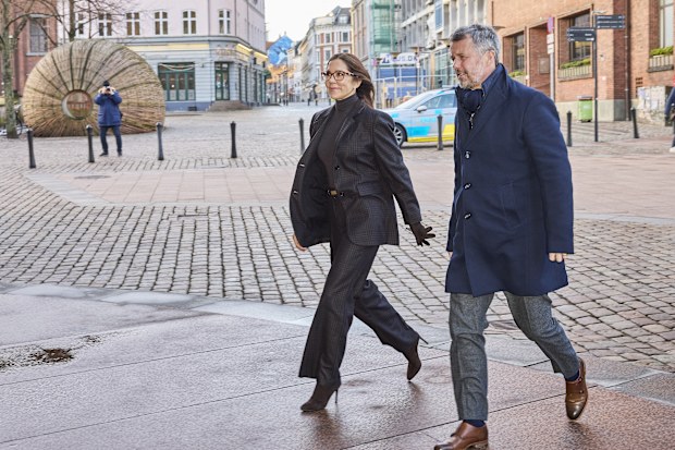 Denmark's Crown Prince Frederik and Crown Princess Mary arrive for High Mass on Christmas Day in Aarhus Cathedral, Denmark, Monday Dec. 25, 2023. (Mikkel Berg Pedersen/Ritzau Scanpix via AP)