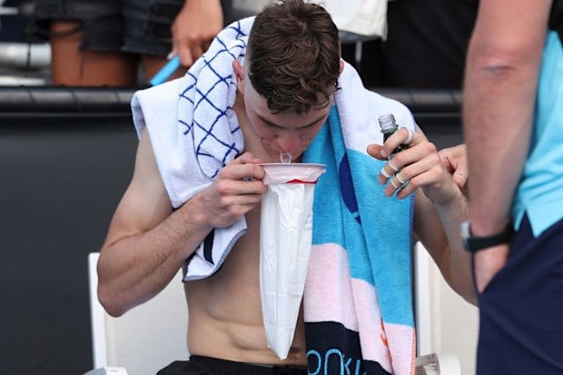 Jack Draper throws up after his big win.