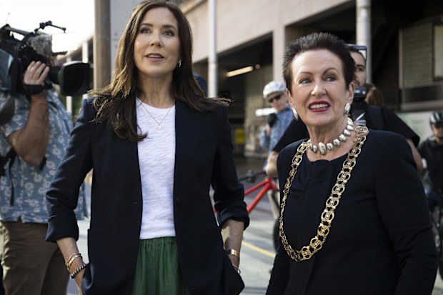 HRH Crown Princess Mary of Denmark with Lord Mayor Clover Moore in Sydney. April 28, 2023 