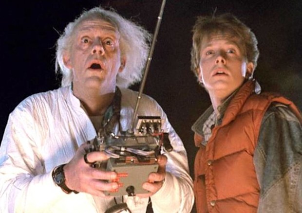 Christopher Lloyd and Michael J. Fox on Back to the Future.