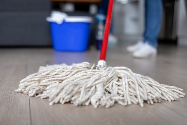 mopping the floor