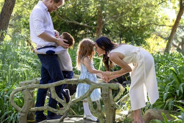 Prince Harry and Meghan, the Duke and Duchess of Sussex, with their children Prince Archie and Princess Lilibet, pictured for their 2025 Christmas card.